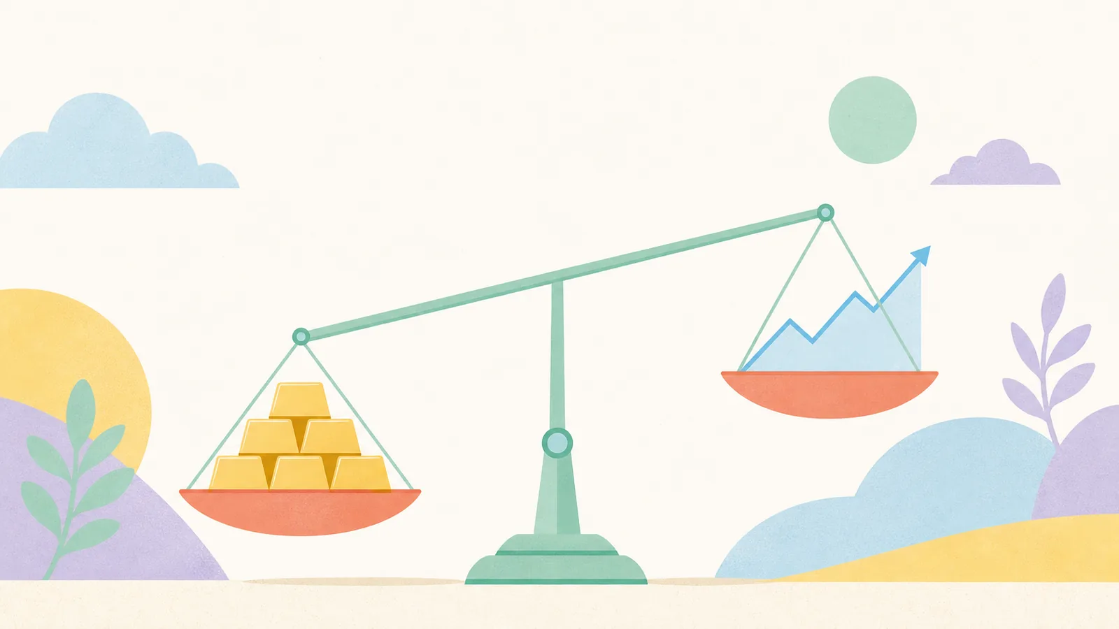 resilient store of wealth, illustrated with goldBar and lineChart