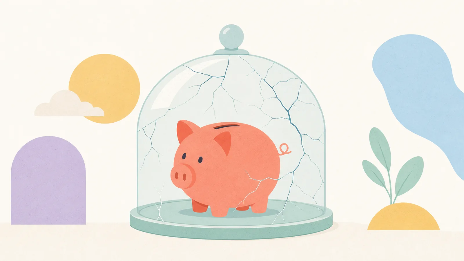 purchasing power shrinking over time, illustrated with shrinking rupee shield and shopping basket